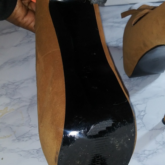 Tan Faux Suede Stilleto High Heel Platform - Picture 6 of 6